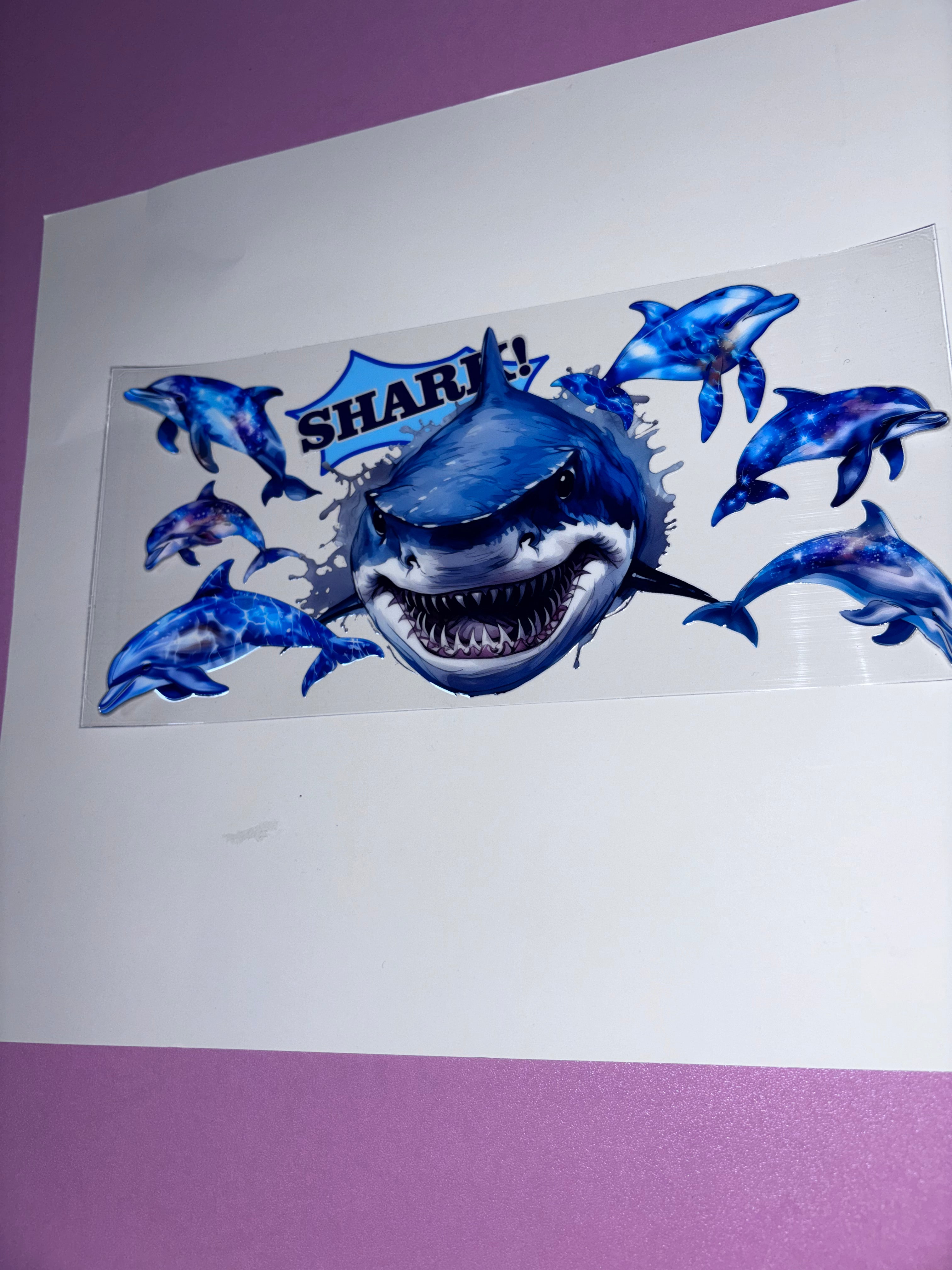 UV DTF cup wraps shark