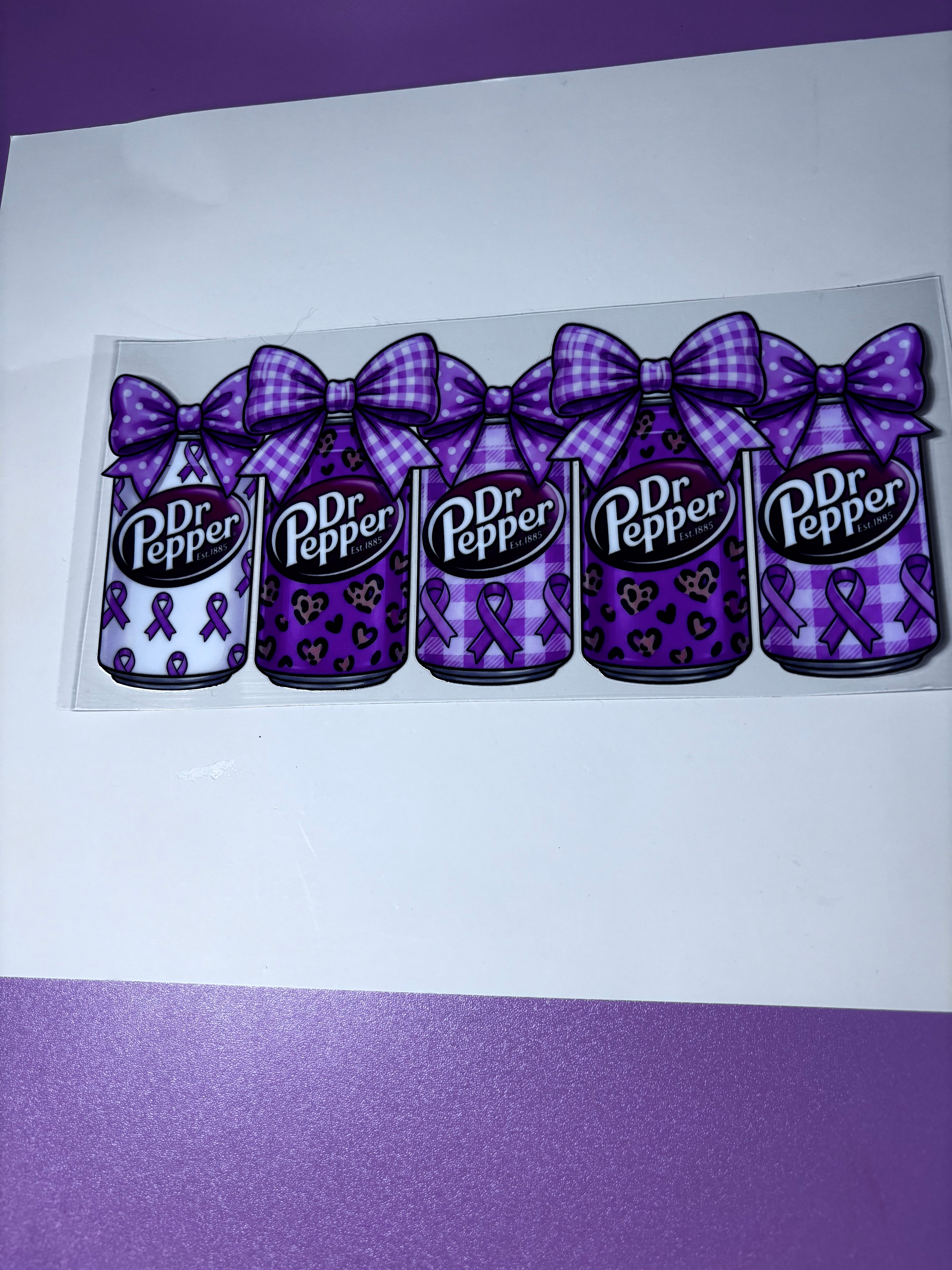 UV DTF cup wraps pink bows /cans