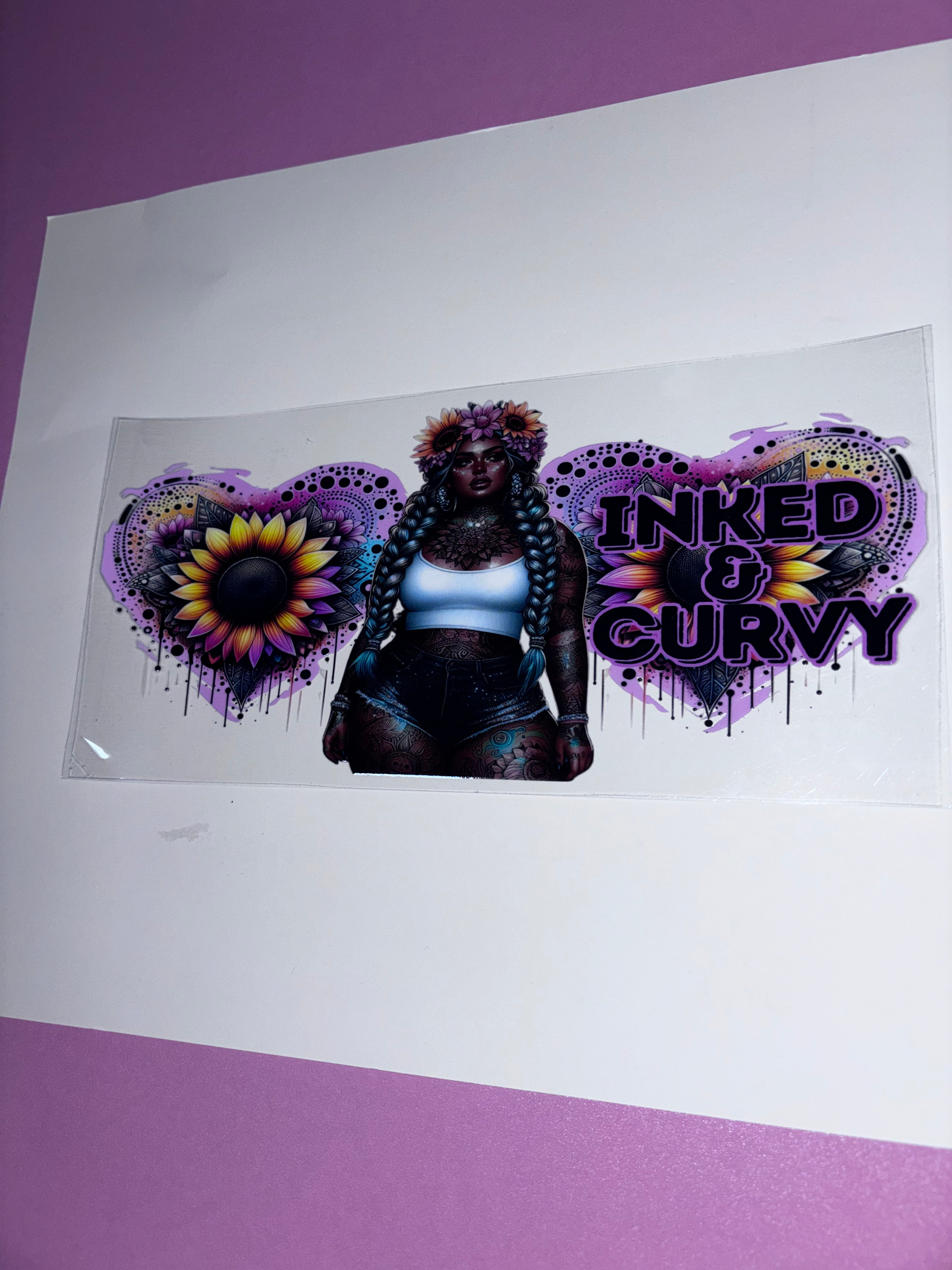 UV DTF cup wrap tattoo girl