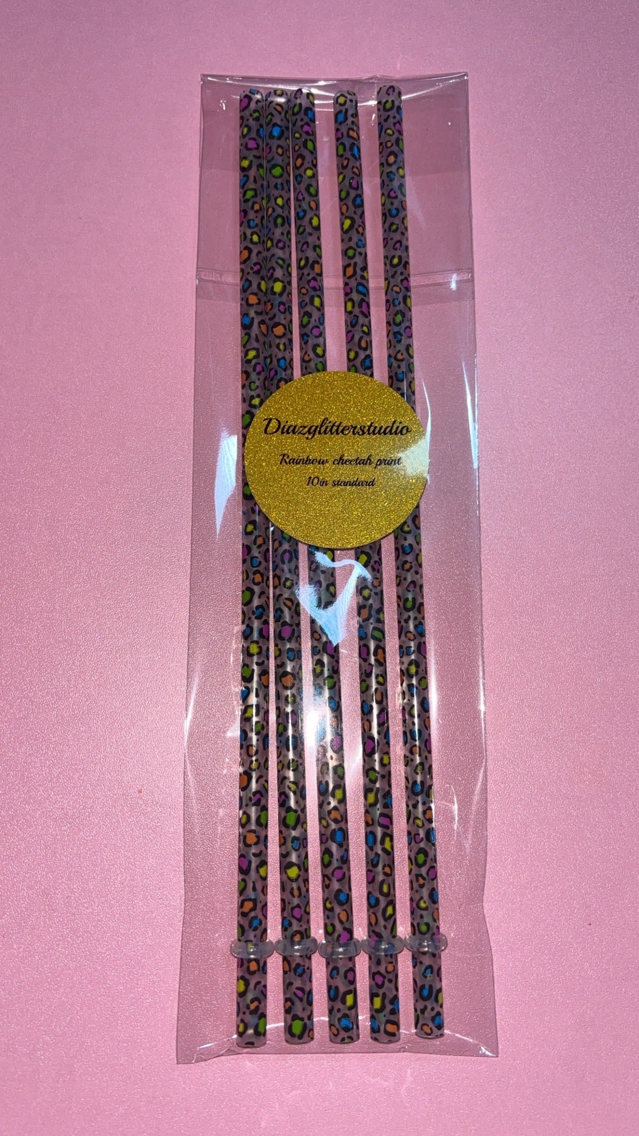 Cute straws Rainbows cheetah print