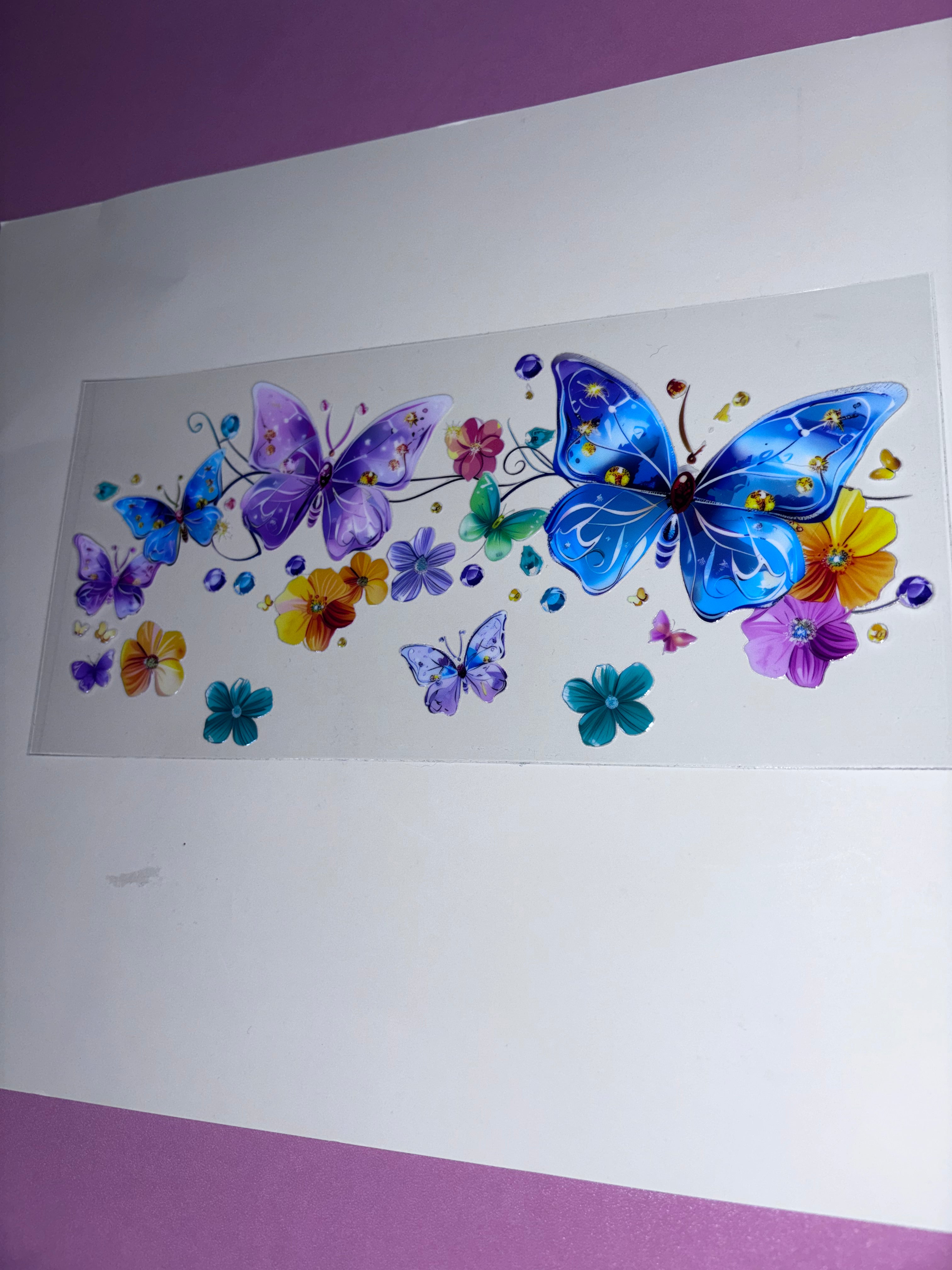 UV DTF cup wrap butterfly