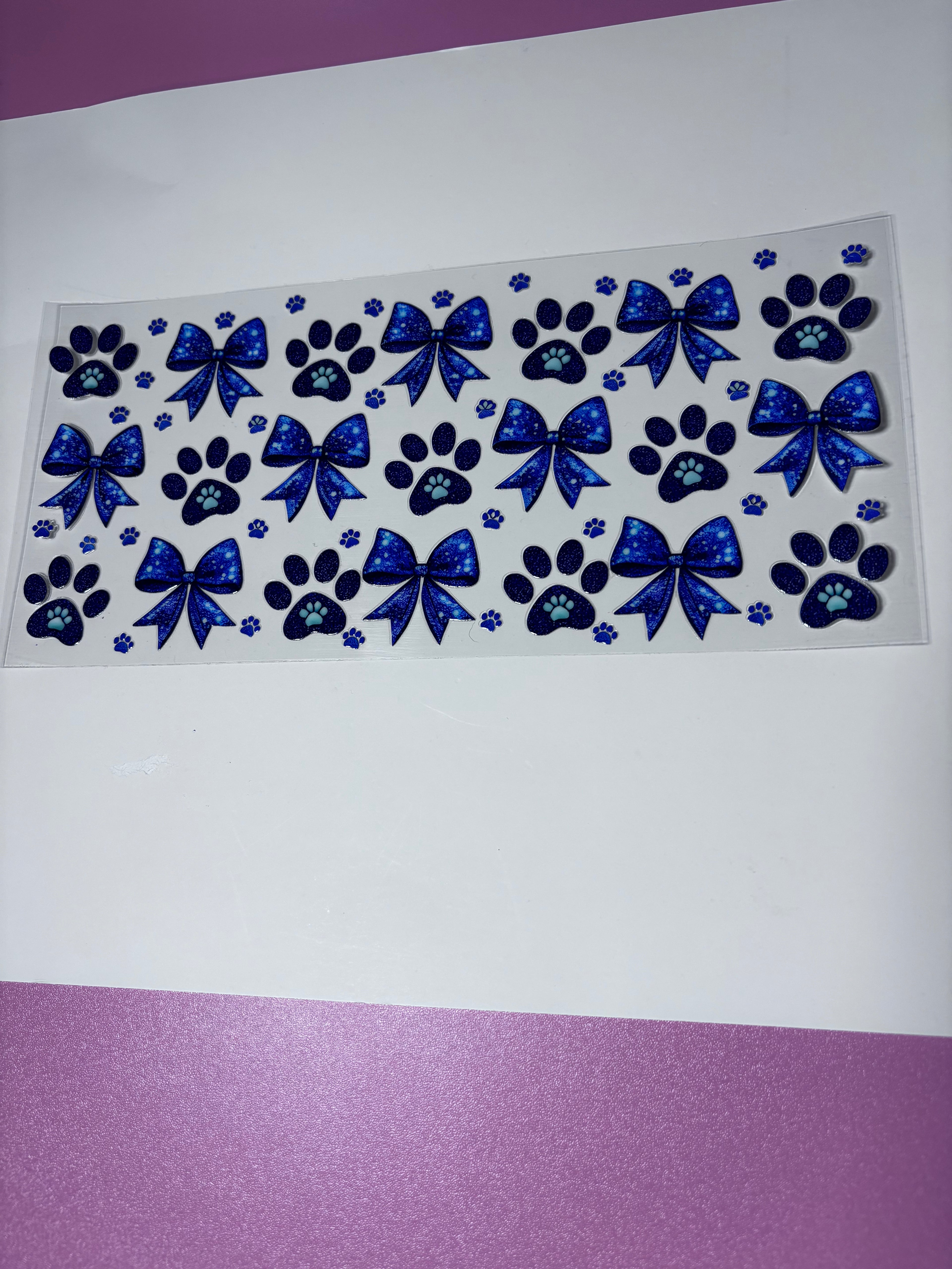 UV DTF Cup wraps blue bow