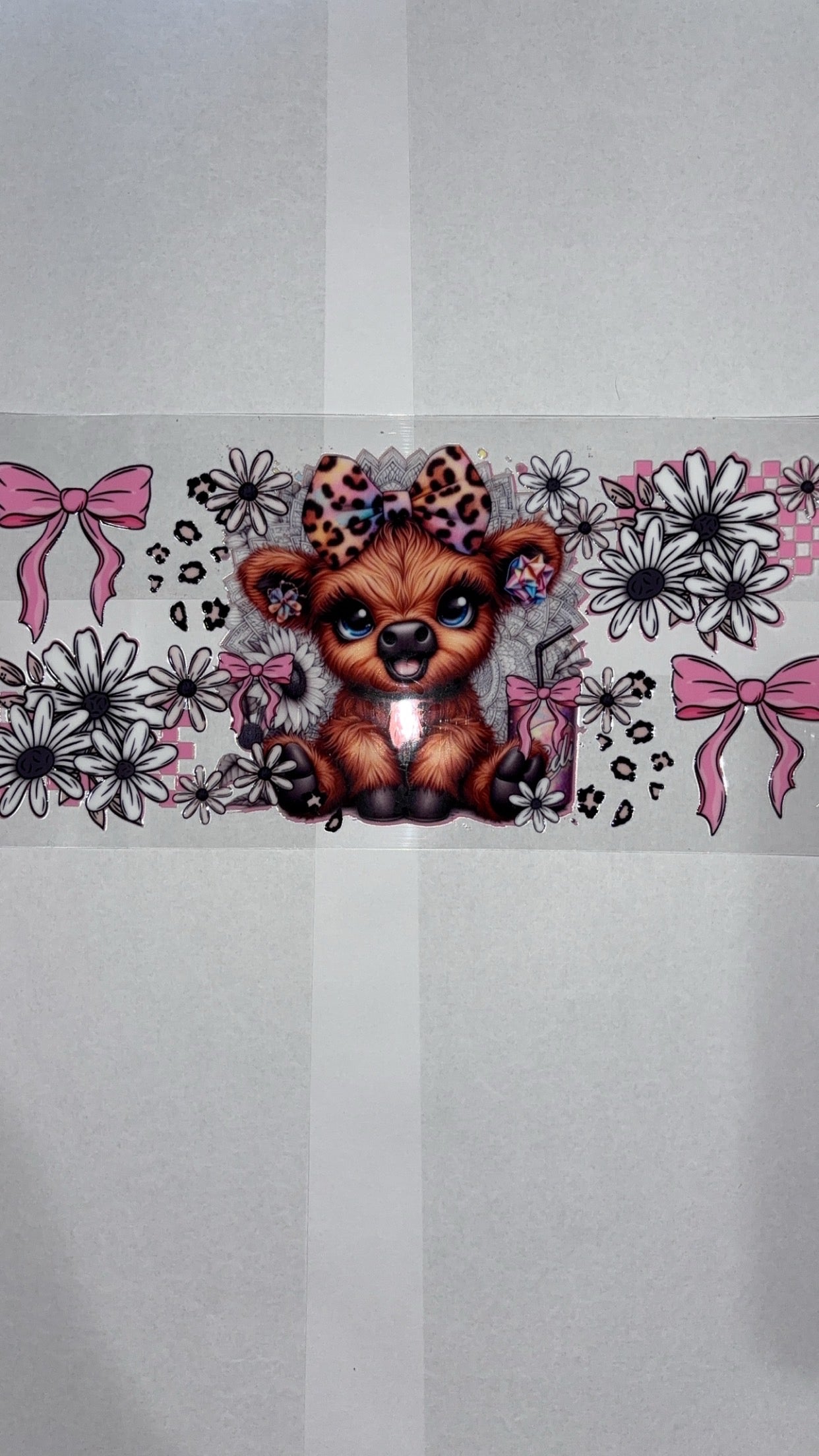 New arrival pink cow with cheetah bow