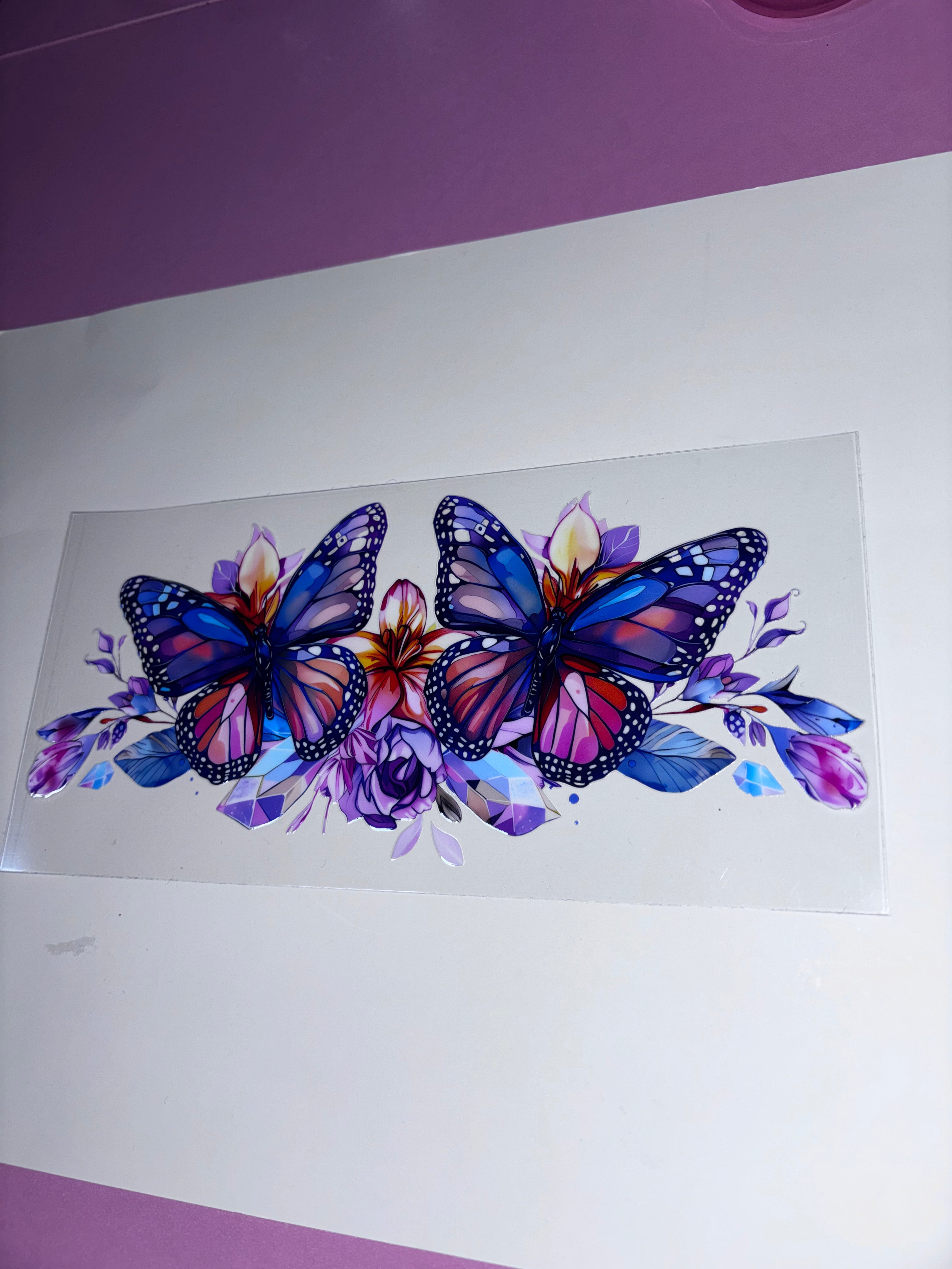 UV DTF cup wrap butterfly