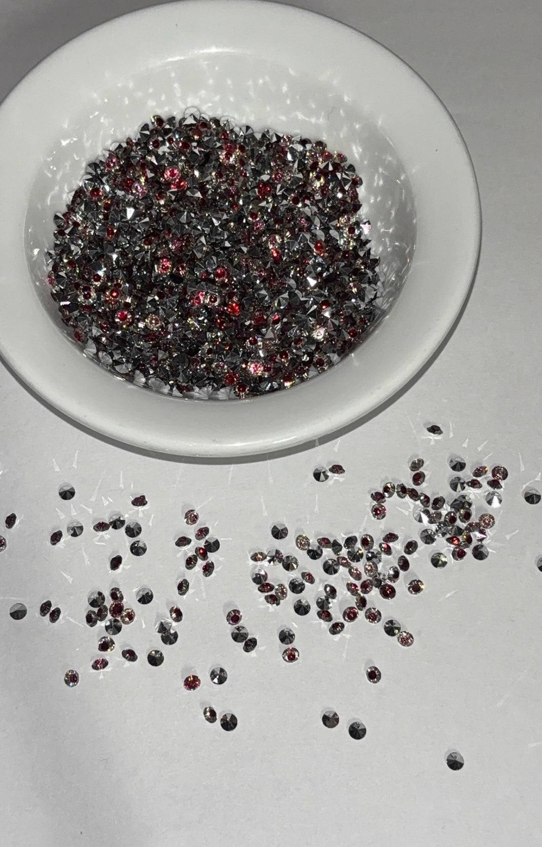 Rhinestones Silver/red